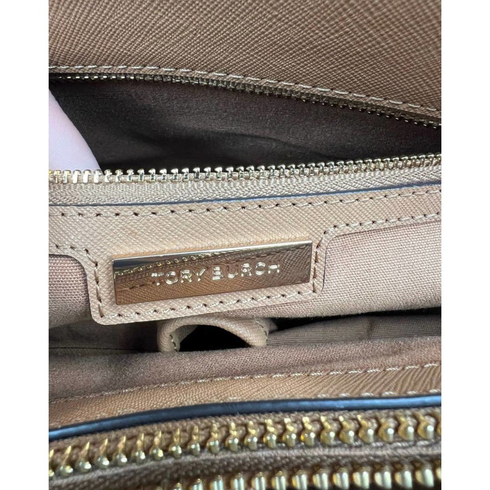 Tory Burch Robinson Saffiano Tan Leather Shoulder Tote Purse, Smoke, Pet Free. - Picture 7 of 11